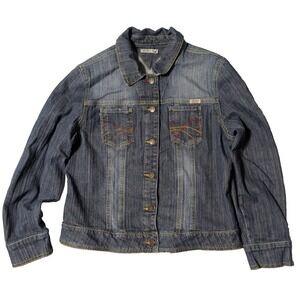 VTG Tommy Hilfiger Denim Christine Women XL Blue Jean Jacket Made In Canada